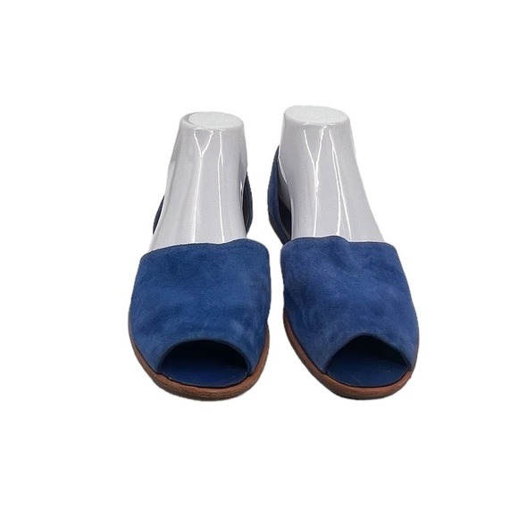 Franco Sarto Blue Suede Venezia Peep Toe Sandals Size 8 1/2 Women's - Picture 3 of 10